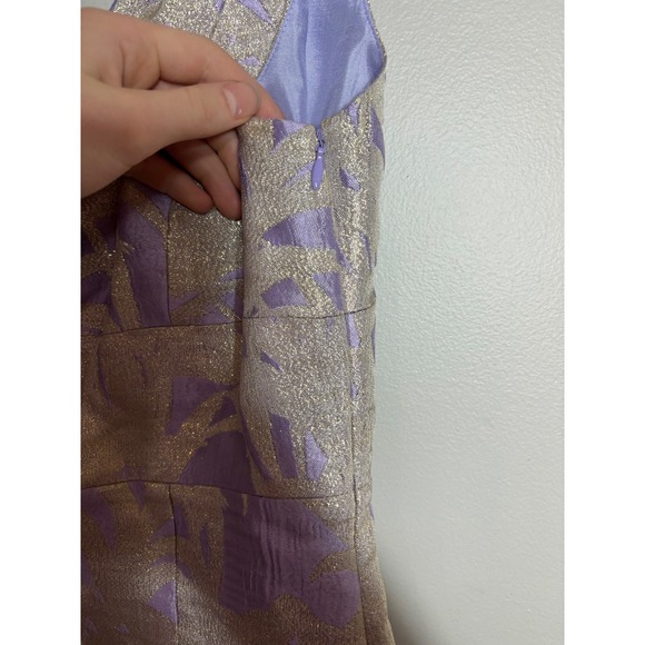 Kate Spade New York Lilac Gold Metallic Floral Brocade A Line Mini Dress Size 2 - Picture 6 of 6